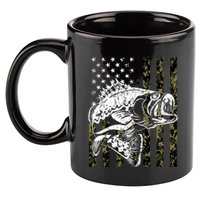 Camouflage American Flag Fisherman 11oz C Handle Ceramic Mug