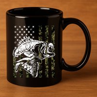 Camouflage American Flag Fisherman 11oz C Handle Ceramic Mug
