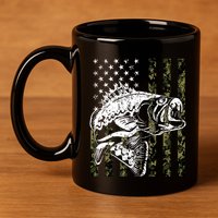Camouflage American Flag Fisherman 11oz C Handle Ceramic Mug