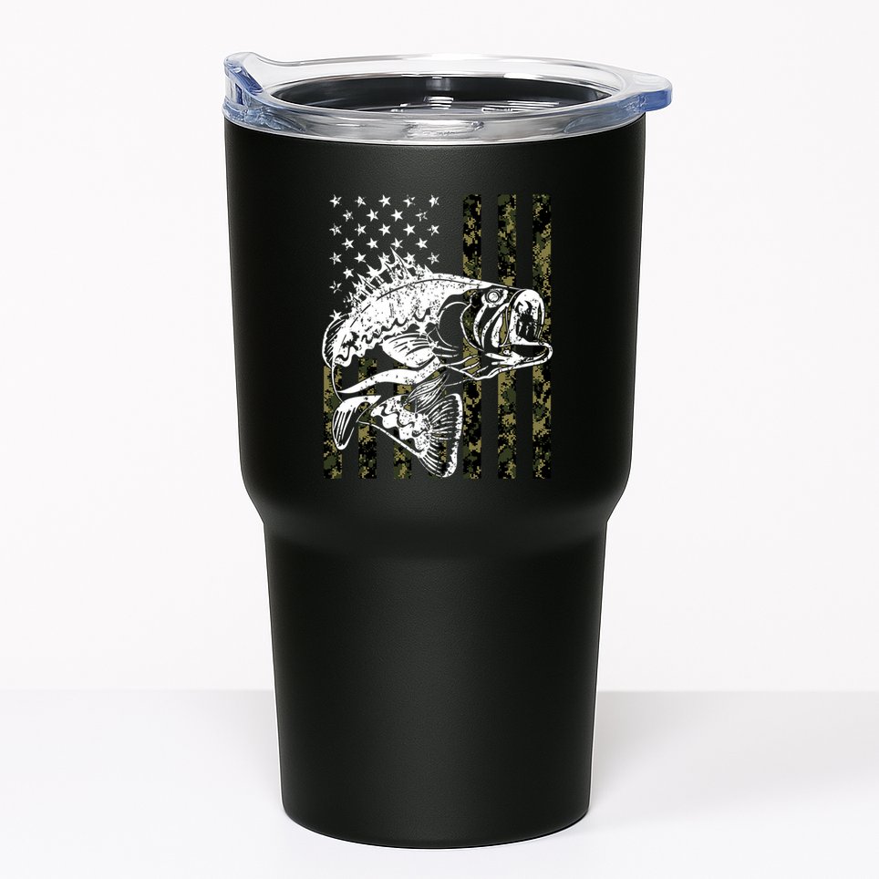 Camouflage American Flag Fisherman Tumbler