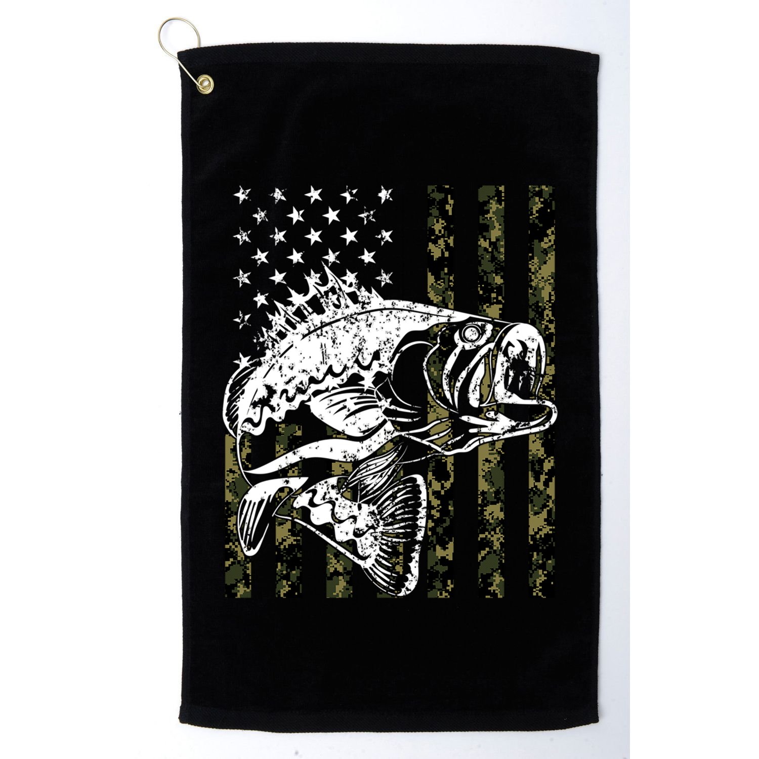Camouflage American Flag Fisherman Golf Towel