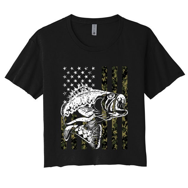 Camouflage American Flag Fisherman Crop Top