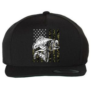 Camouflage American Flag Fisherman Wool Snapback Cap