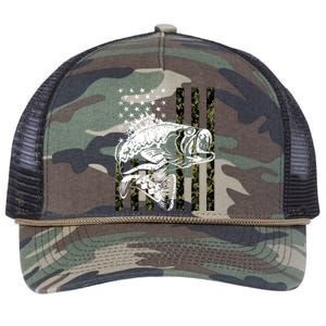 Camouflage American Flag Fisherman Retro Rope Trucker Hat Cap