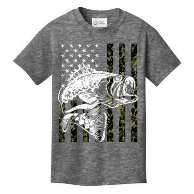 Camouflage American Flag Fisherman Kids T-Shirt