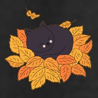Cute Autumn Fall Sleeping Black Kitty Leaves 11oz C Handle Ceramic Mug