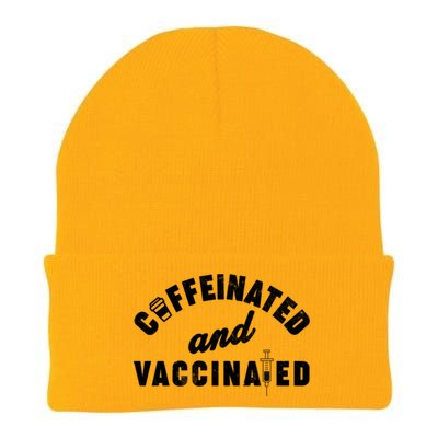 Caffeinated And Vaccinated Knit Cap Winter Beanie