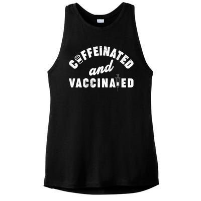 Caffeinated And Vaccinated Ladies PosiCharge Tri-Blend Wicking Tank