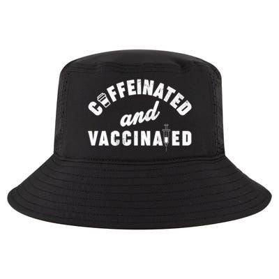 Caffeinated And Vaccinated Cool Comfort Performance Bucket Hat