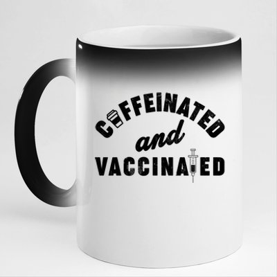 Caffeinated And Vaccinated 11oz Black Color Changing Mug