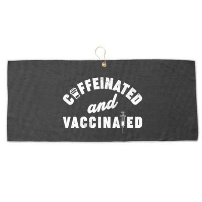Caffeinated And Vaccinated Large Microfiber Waffle Golf Towel