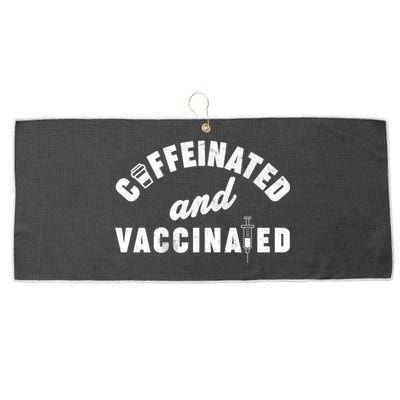 Caffeinated And Vaccinated Large Microfiber Waffle Golf Towel