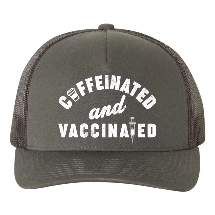 Caffeinated And Vaccinated Yupoong Adult 5-Panel Trucker Hat