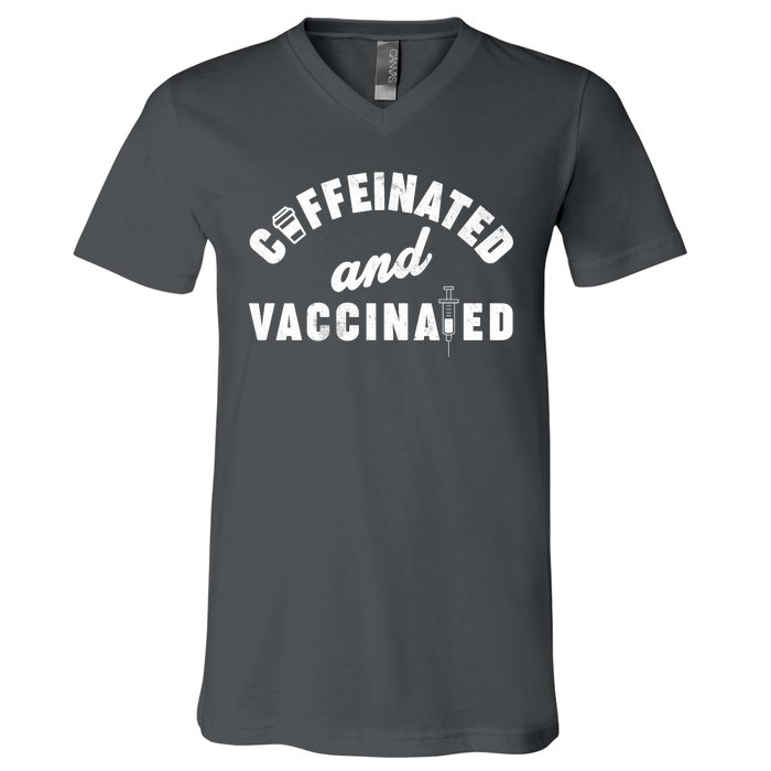 Caffeinated And Vaccinated V-Neck T-Shirt