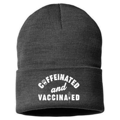 Caffeinated And Vaccinated Sustainable Knit Beanie