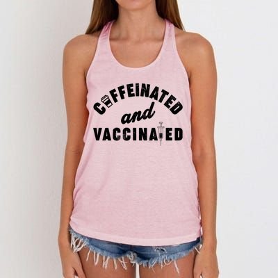 Caffeinated And Vaccinated Women's Knotted Racerback Tank