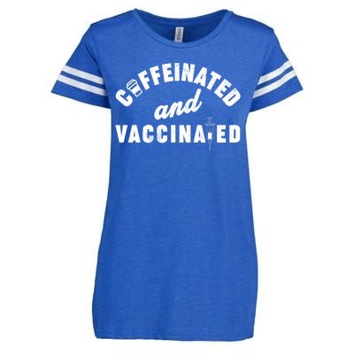 Caffeinated And Vaccinated Enza Ladies Jersey Football T-Shirt