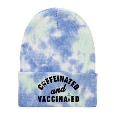 Caffeinated And Vaccinated Tie Dye 12in Knit Beanie