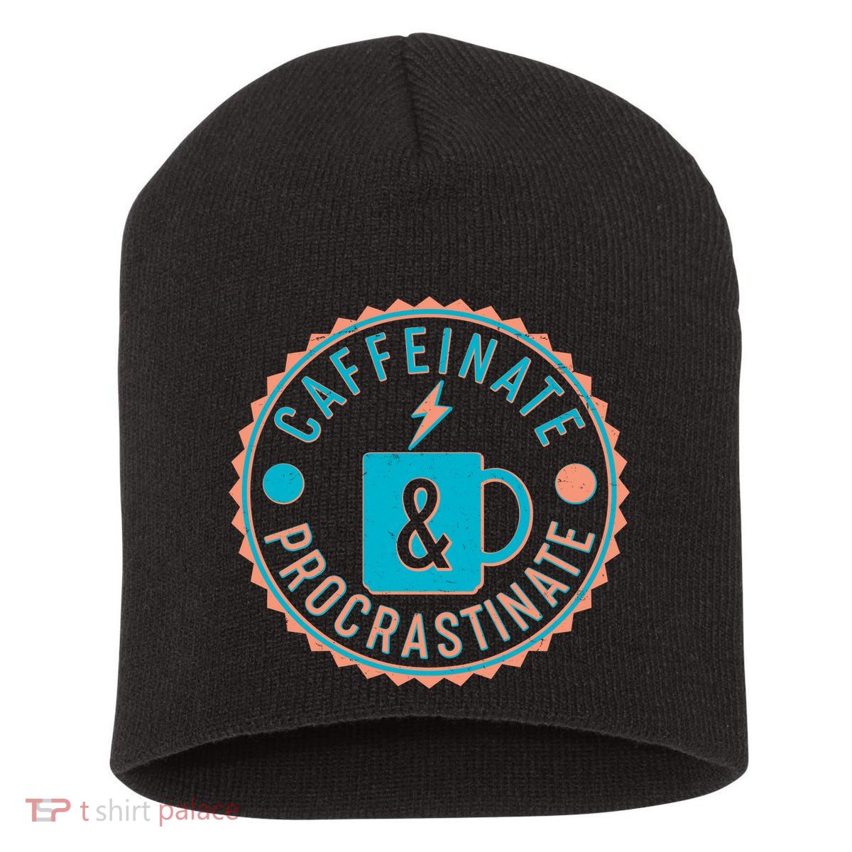 Caffinate & Procrastinate Short Acrylic Beanie