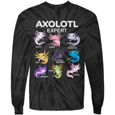 Cute Axolotl Girl Axolotl Gift Tie-Dye Long Sleeve Shirt