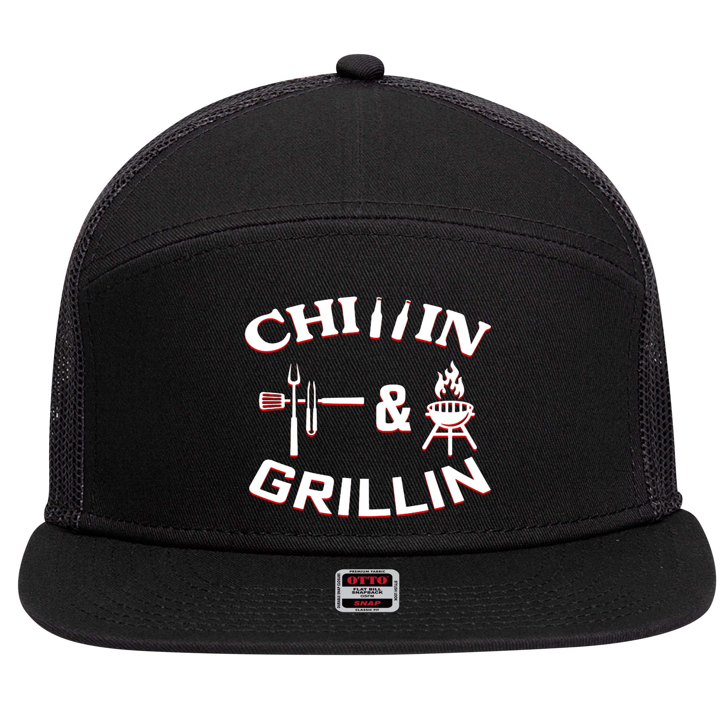 Chillin And Grillin BBQ Cooking 7 Panel Mesh Trucker Snapback Hat