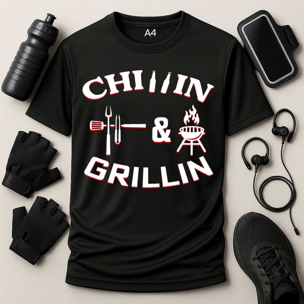 Chillin And Grillin BBQ Cooking Cooling Performance Crew T-Shirt