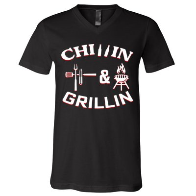 Chillin And Grillin BBQ Cooking V-Neck T-Shirt