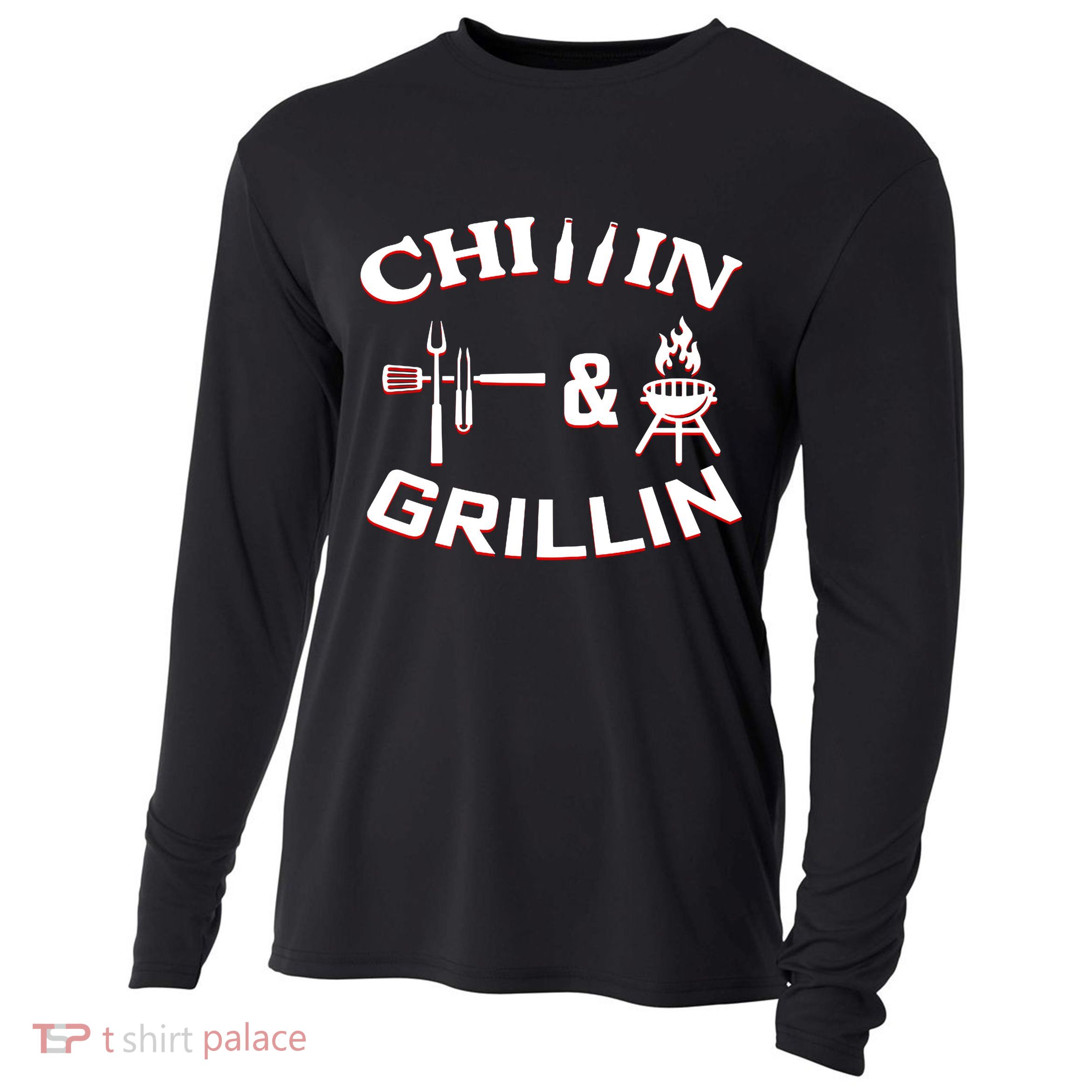 Chillin And Grillin BBQ Cooking Cooling Performance Long Sleeve Crew