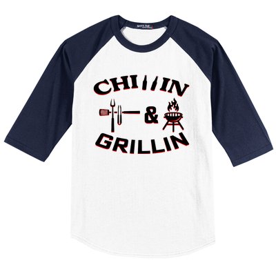 Chillin And Grillin BBQ Cooking Baseball Sleeve Shirt