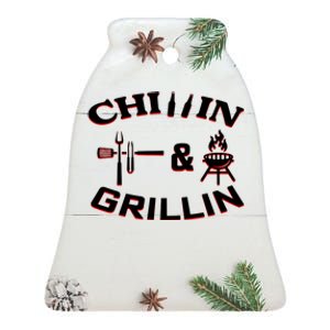 Chillin And Grillin BBQ Cooking Ceramic Bell Ornament