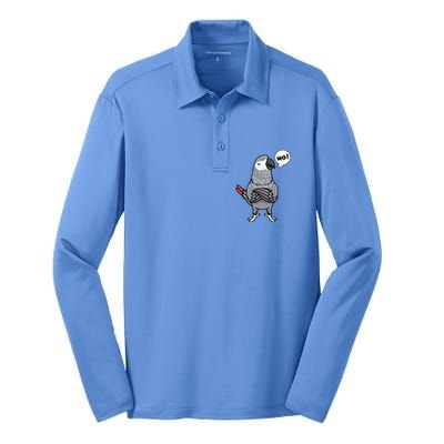 Congo African Grey Parrot Silk Touch Performance Long Sleeve Polo