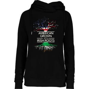 Cute American Grown With Irish Roots Design Gift Womens Funnel Neck Pullover Hood