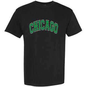 Chicago Arched Green Text Garment-Dyed Heavyweight T-Shirt