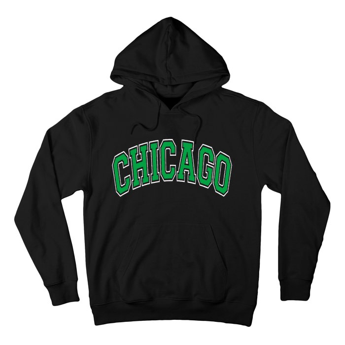 Chicago Arched Green Text Hoodie