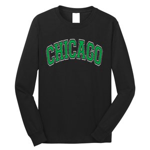 Chicago Arched Green Text Long Sleeve Shirt