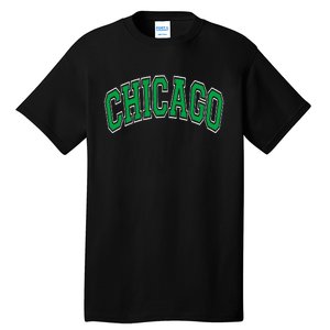 Chicago Arched Green Text Tall T-Shirt