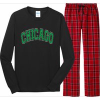 Chicago Arched Green Text Long Sleeve Pajama Set