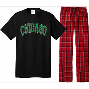 Chicago Arched Green Text Pajama Set