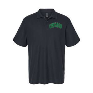 Chicago Arched Green Text Softstyle Adult Sport Polo