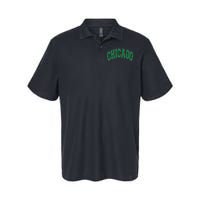 Chicago Arched Green Text Softstyle Adult Sport Polo