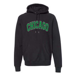 Chicago Arched Green Text Premium Hoodie