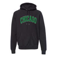 Chicago Arched Green Text Premium Hoodie