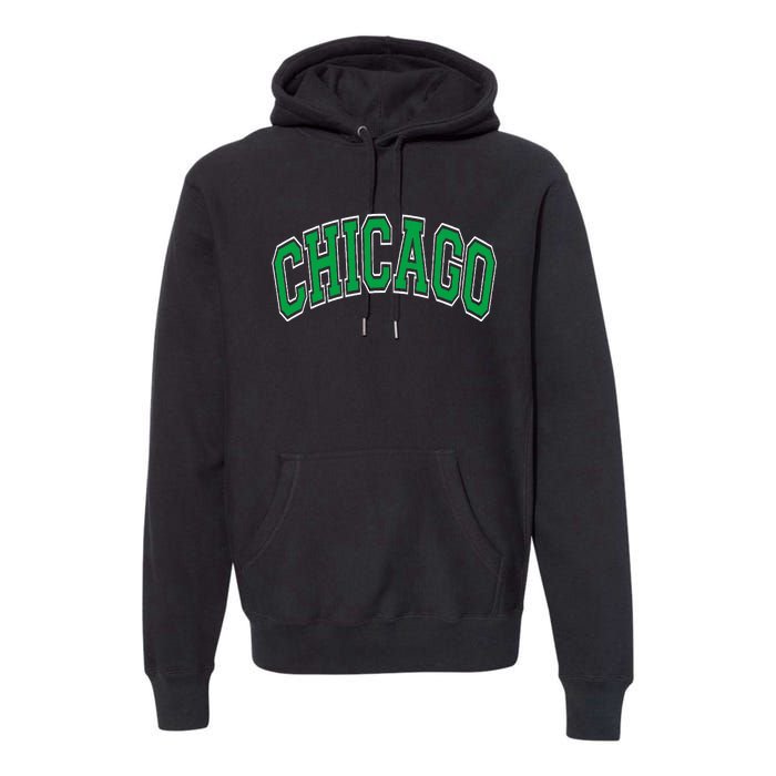 Chicago Arched Green Text Premium Hoodie