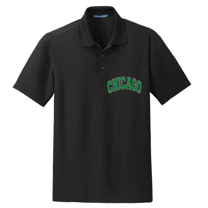 Chicago Arched Green Text Dry Zone Grid Polo