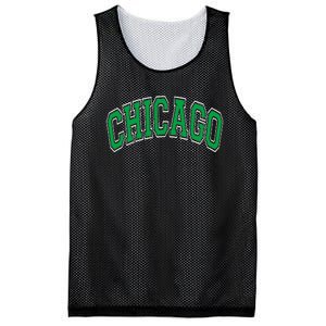 Chicago Arched Green Text Mesh Reversible Basketball Jersey Tank