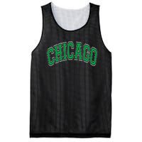 Chicago Arched Green Text Mesh Reversible Basketball Jersey Tank