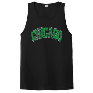 Chicago Arched Green Text PosiCharge Competitor Tank