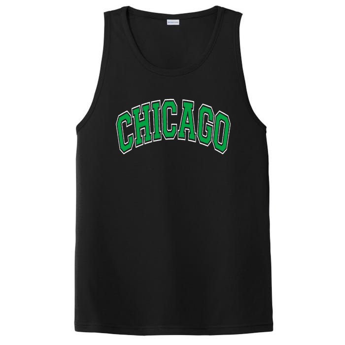 Chicago Arched Green Text PosiCharge Competitor Tank