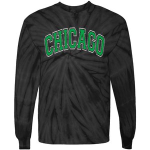 Chicago Arched Green Text Tie-Dye Long Sleeve Shirt