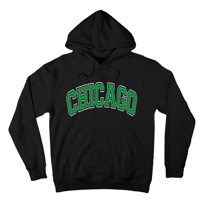 Chicago Arched Green Text Tall Hoodie